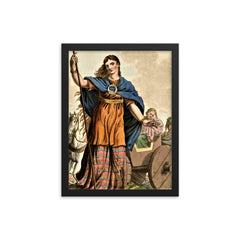 Boudica framed print on a plain backdrop in size 12"x16".
