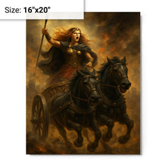 Boudica in chariot through Roman smoke metal print on a plain backdrop in size 16"x20".