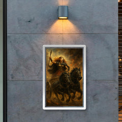 Boudica in chariot through Roman smoke poster 2