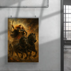 Boudica in chariot through Roman smoke poster 4