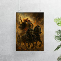 Boudica in chariot through Roman smoke poster 7