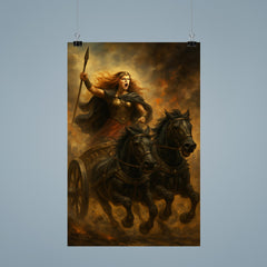 Boudica in chariot through Roman smoke poster 9