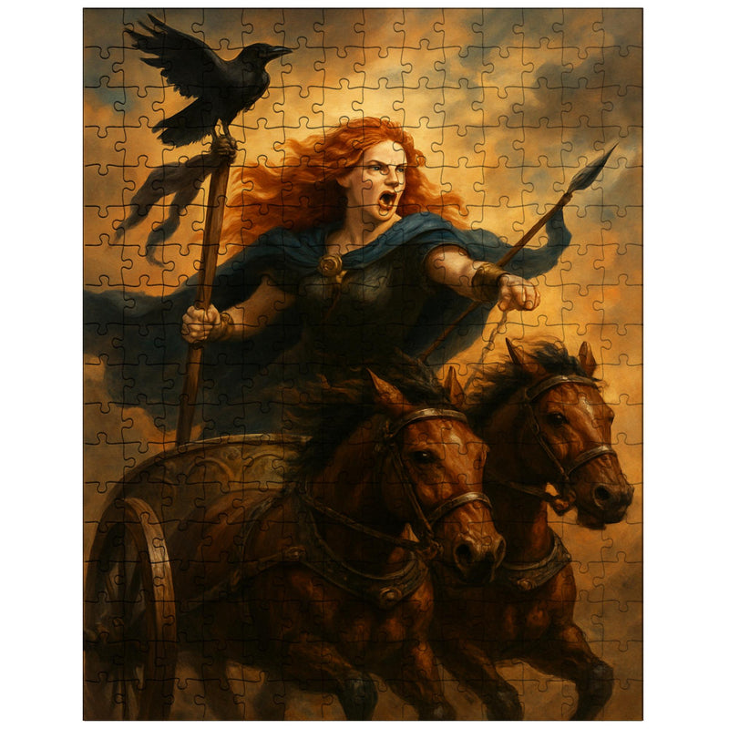 Boudica in chariot with raven standard jigsaw puzzle