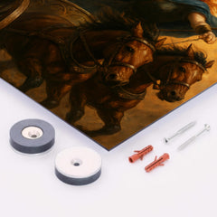 Boudica in chariot with raven standard metal print mockup