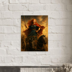 Boudica in her war chariot before battle metal print mockup