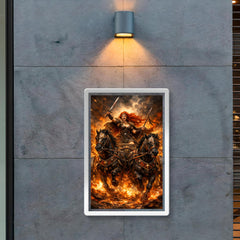 Boudica in war chariot amid flames poster 2