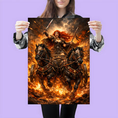 Boudica in war chariot amid flames poster 3