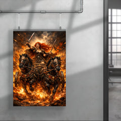 Boudica in war chariot amid flames poster 4
