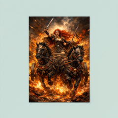 Boudica in war chariot amid flames poster 8