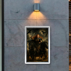 Boudica in war chariot under raven skies poster 2