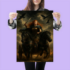 Boudica in war chariot under raven skies poster 3