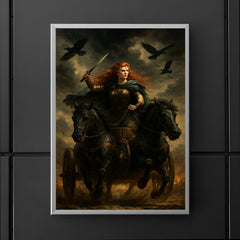 Boudica in war chariot under raven skies poster 5