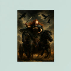 Boudica in war chariot under raven skies poster 8