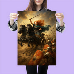 Boudica war chariot charge through Roman shield wall poster 3