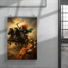 Boudica war chariot charge through Roman shield wall poster 4