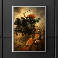 Boudica war chariot charge through Roman shield wall poster 5