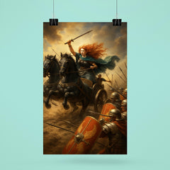 Boudica war chariot charge through Roman shield wall poster 6