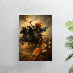 Boudica war chariot charge through Roman shield wall poster 7