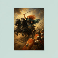 Boudica war chariot charge through Roman shield wall poster 8