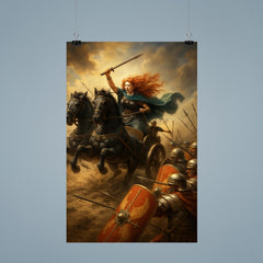 Boudica war chariot charge through Roman shield wall poster 9