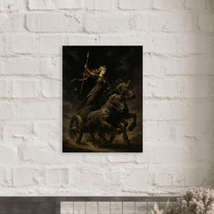 Boudica war chariot under black sky metal print mockup