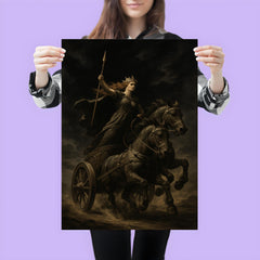 Boudica war chariot under black sky poster 3