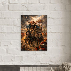 Boudica's war chariot before Roman lines metal print mockup