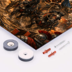 Boudica's war chariot before Roman lines metal print mockup
