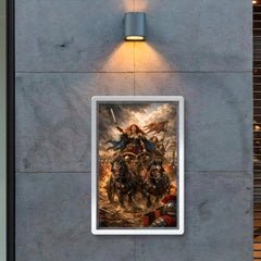 Boudica's war chariot before Roman lines poster 2
