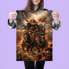 Boudica's war chariot before Roman lines poster 3