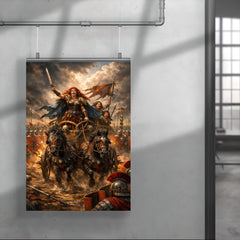 Boudica's war chariot before Roman lines poster 4