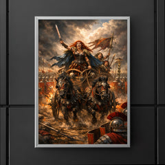 Boudica's war chariot before Roman lines poster 5