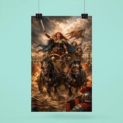 Boudica's war chariot before Roman lines poster 6