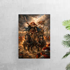Boudica's war chariot before Roman lines poster 7