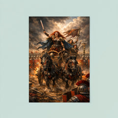 Boudica's war chariot before Roman lines poster 8