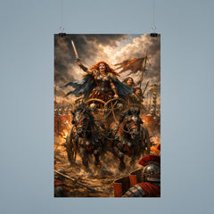 Boudica's war chariot before Roman lines poster 9