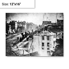 Boulevard du Temple (Daguerrotype) metal print on a plain backdrop in size 12"x16".