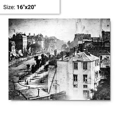 Boulevard du Temple (Daguerrotype) metal print on a plain backdrop in size 16"x20".