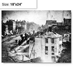 Boulevard du Temple (Daguerrotype) metal print on a plain backdrop in size 18"x24".