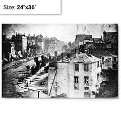 Boulevard du Temple (Daguerrotype) metal print on a plain backdrop in size 24"x36".