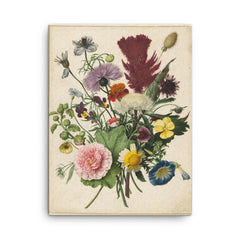 Bouquet of Flowers, Anoniem, 1680 canvas print on a plain backdrop in size 18"x24".