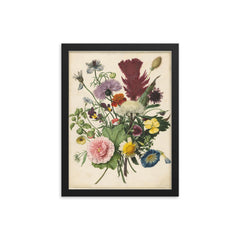 Bouquet of Flowers, Anoniem, 1680 framed print on a plain backdrop in size 12"x16".
