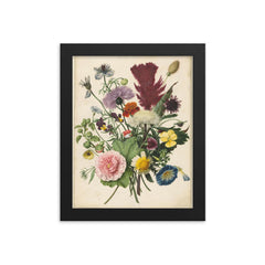 Bouquet of Flowers, Anoniem, 1680 framed print on a plain backdrop in size 8"x10".