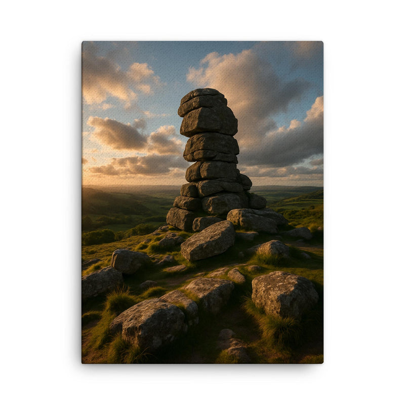 Bowerman's Nose Dartmoor England canvas print on a plain backdrop in size 18