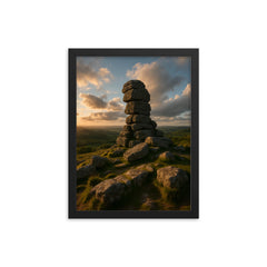 Bowerman's Nose Dartmoor England framed print on a plain backdrop in size 12"x16".