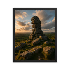 Bowerman's Nose Dartmoor England framed print on a plain backdrop in size 16"x20".