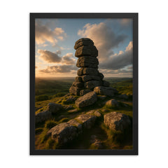 Bowerman's Nose Dartmoor England framed print on a plain backdrop in size 18"x24".