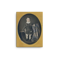 Boy with Hoop, 1857 canvas print on a plain backdrop in size 12"x16".