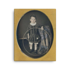 Boy with Hoop, 1857 canvas print on a plain backdrop in size 16"x20".