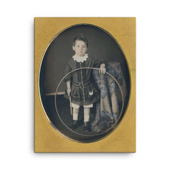 Boy with Hoop, 1857 canvas print on a plain backdrop in size 18"x24".